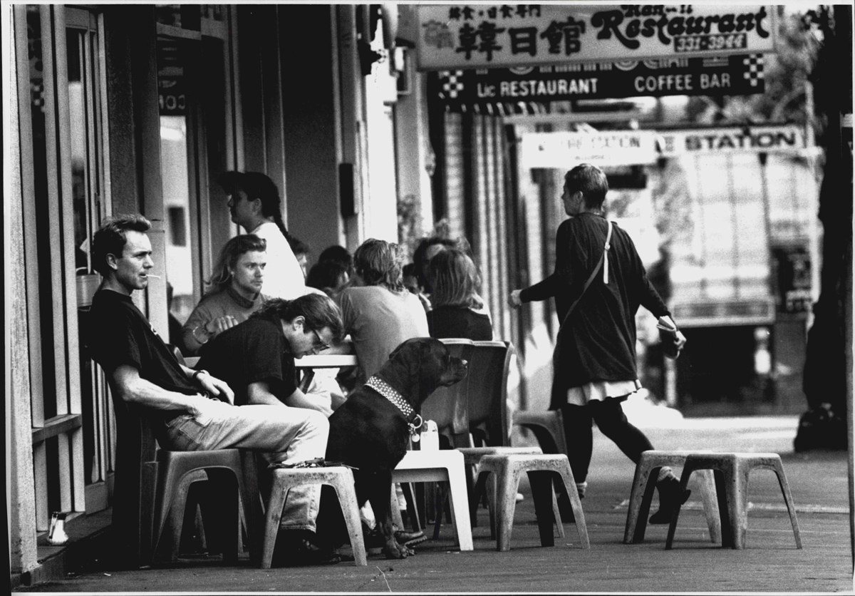 Outside Tropicana Caffe on Victoria Street, 1992