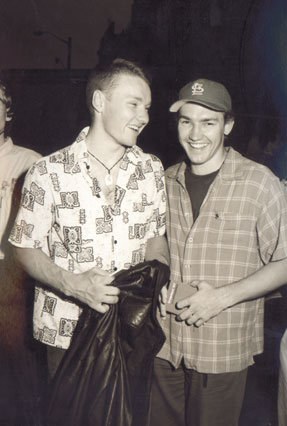 Brothers Joel (left) and Nash Edgerton at the Tropfest film festival in Sydney, 1997